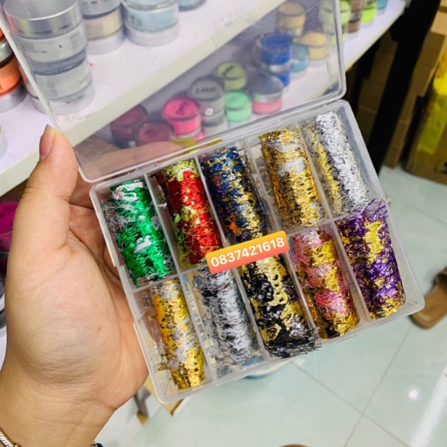 Set ren ẩn mix giấy bạc nail