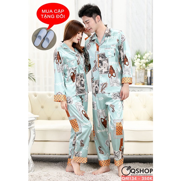 BỘ ĐỒ ĐÔI PIJAMA LỤA SATIN CAO CẤP QM134