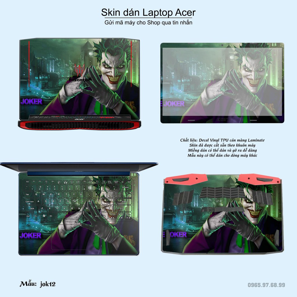 Skin dán Laptop Acer in hình Joker nhiều mẫu 2 (inbox mã máy cho Shop)