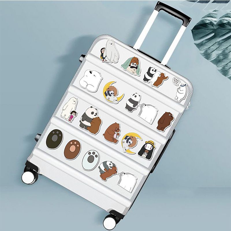 Bộ 105 Miếng Dán Hình Gấu We Bare Bears Dễ Thương Chống Nước Dùng Trang Trí Laptop/Va Li