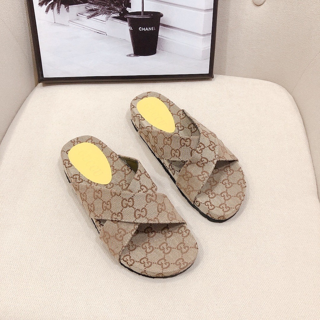 Dép Gucc 2p quai đôi chéo đế lõm siêu HOT chất Canvas siêu bền đi cực êm - Chị Chảnh Store
