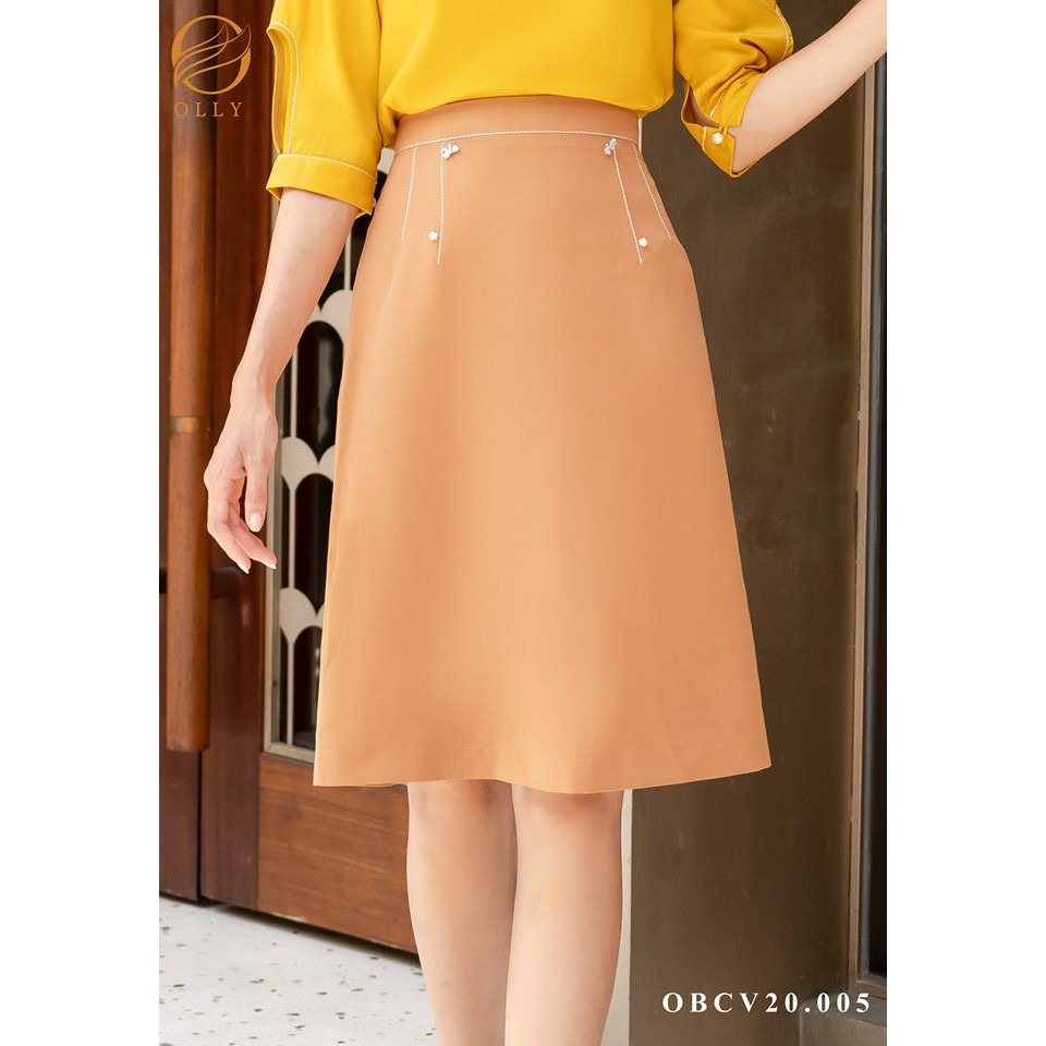 [Mã WABRLOW5 giảm 15% đơn 300K] Chân váy A đính nơ_OLLY_OBCV20.005 | BigBuy360 - bigbuy360.vn