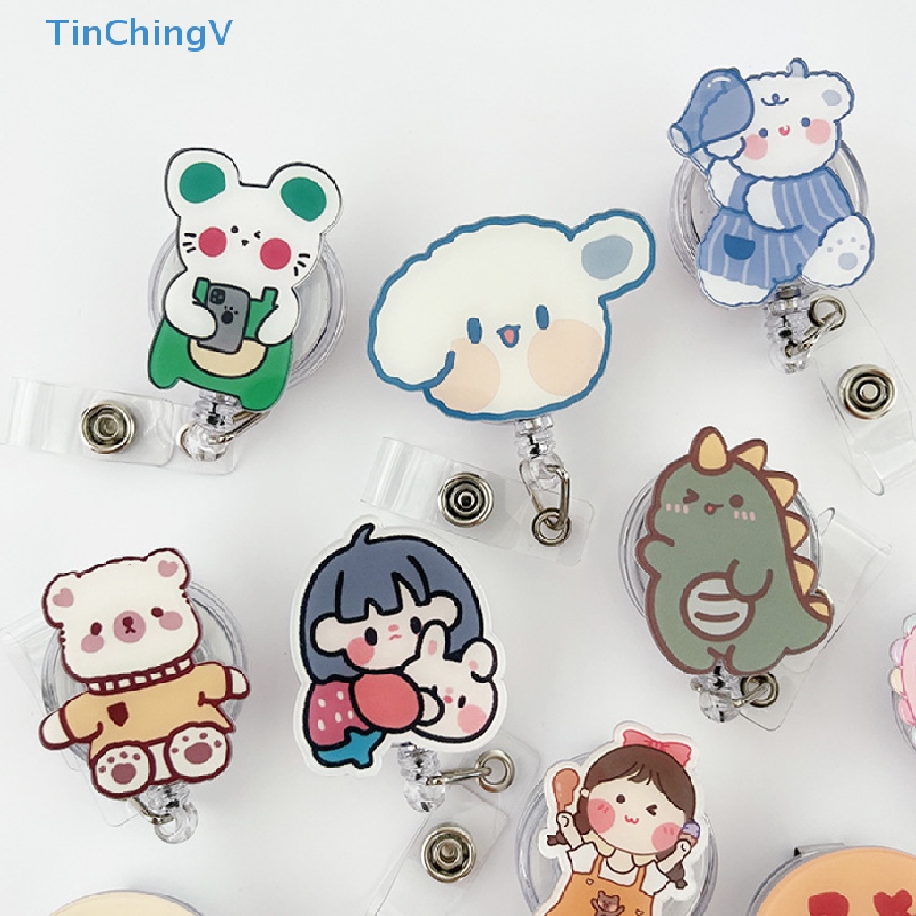 [TinChingV] Kẹp Giữ Thẻ ID Huy Hiệu Hình Gấu Đáng Yêu Bằng Acrylic Có Thể Thu Gọn Cho Học Sinh Y Tá [Mới]