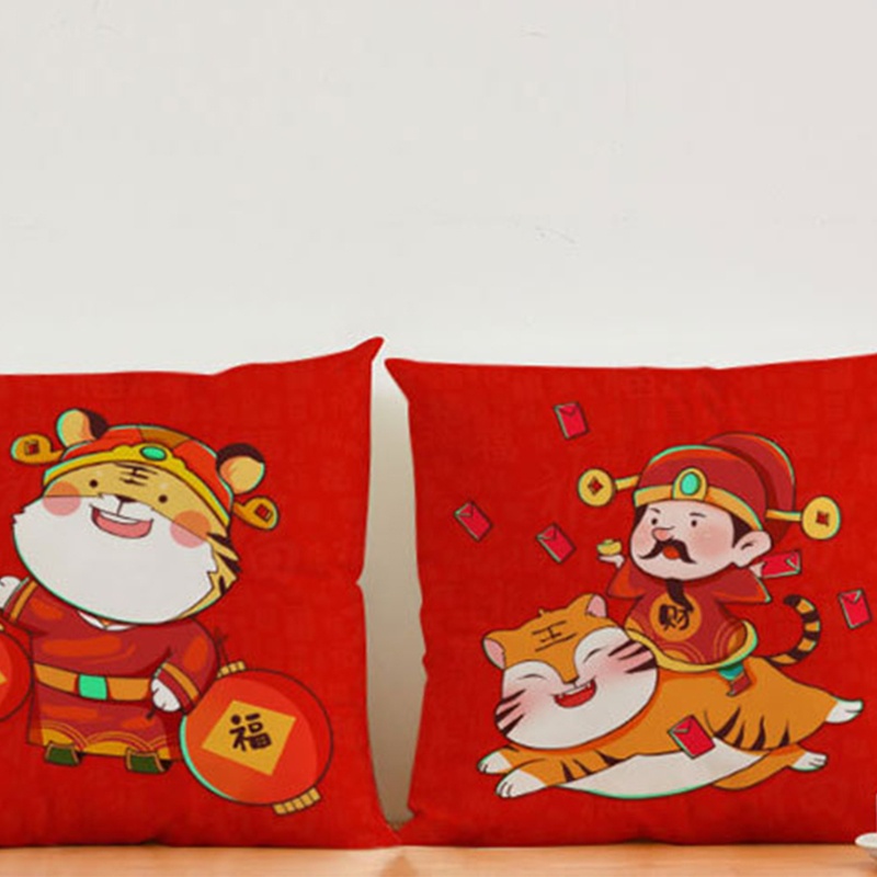 Vỏ Gối Nhồi Bông Hình Chú Hổ Hoạt Hình Phong Cách Trung Hoa