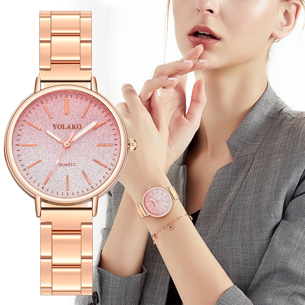 Đồng hồ Quartz thép không gỉ màu vàng hồng thiết kế bầu trời đầy sao thời trang sang thumbnail
