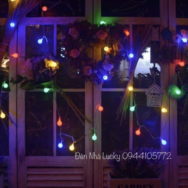 Đèn led bi cherry nhiều màu chớp nháy 3m / 5m / 10m trang trí giáng sinh, tết, quán cafe cực lung linh
