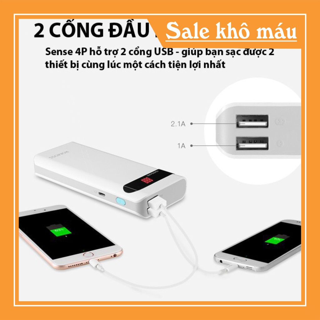 [Free ship từ 150k] Pin Sạc Dự Phòng Romoss Sense 4P Dung Lượng 10.400mAh Bảo Hành 6 Tháng