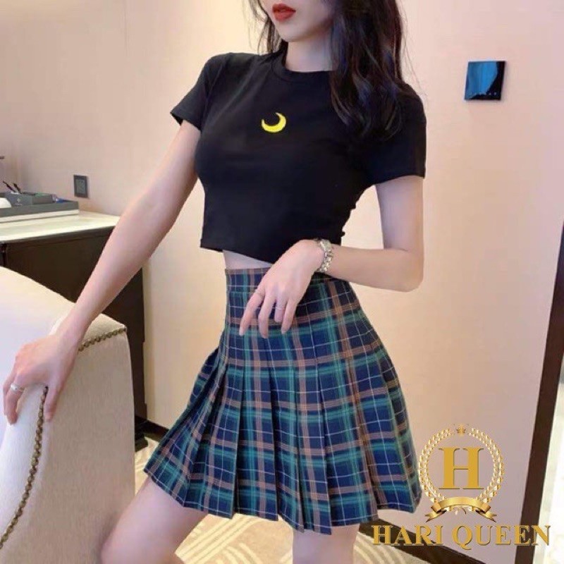 ÁO CROPTOP THÊU MẶT TRĂNG XINH SẮN