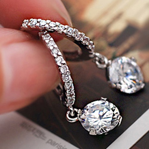Đôi Khuyên Tai HìNh GiọT NướC ĐíNh Zircon LấP LáNh ThờI Trang Cho Nữ