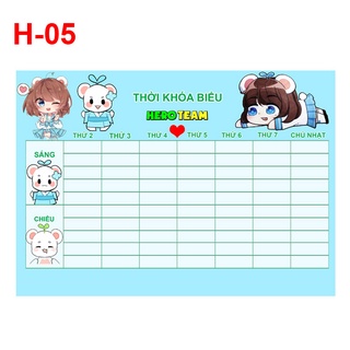Thời khóa biểu Hero Team (8 nhân vật)