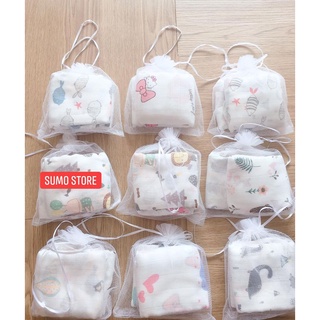 Khăn xô sữa sợi tre aden túi lưới set 10