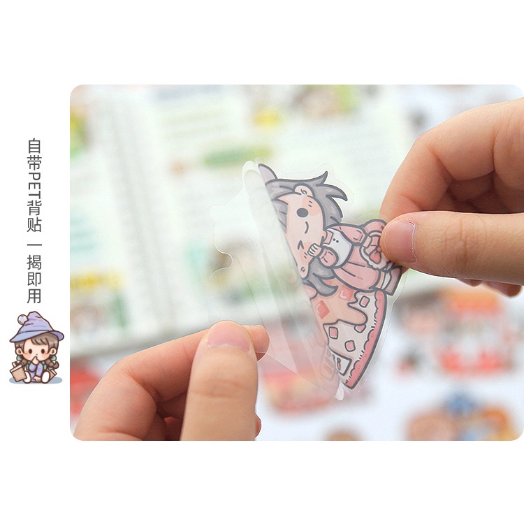 Peach 30Pcs Creative cute girl waterproof sticker Journal Scrapbook Decor Sticker
