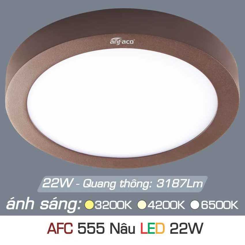 Đèn ốp trần Anfaco AFC 555 viền nâu ánh sáng đơn sắc