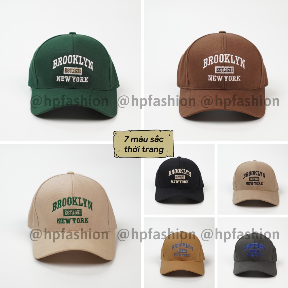 Mũ lưỡi trai ❤️ Nón kết thêu hình chữ Brooklyn 1631 chất kaki cao cấp form unisex nam nữ N80 - Happy Style