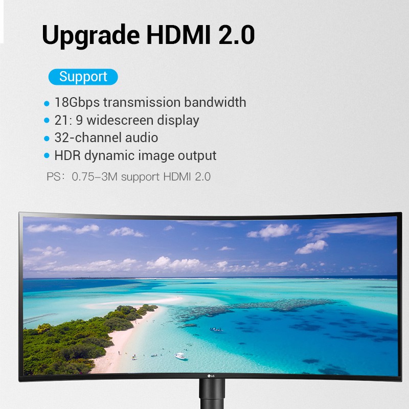 Cáp HDMI 2.0  Vention 1M 1.5M 2M 3M 5M 8M HDR 4G 60Hz cho HDTV PS4 Máy chiếu