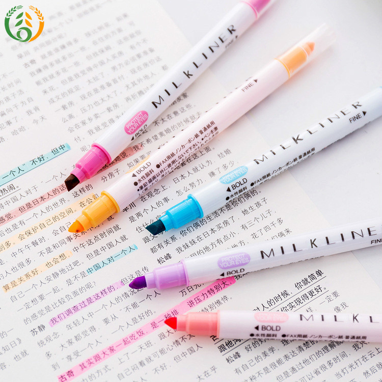 【cele】Double-headed Solid Highlighter Watercolor Pen Student Note Marker -1pcs