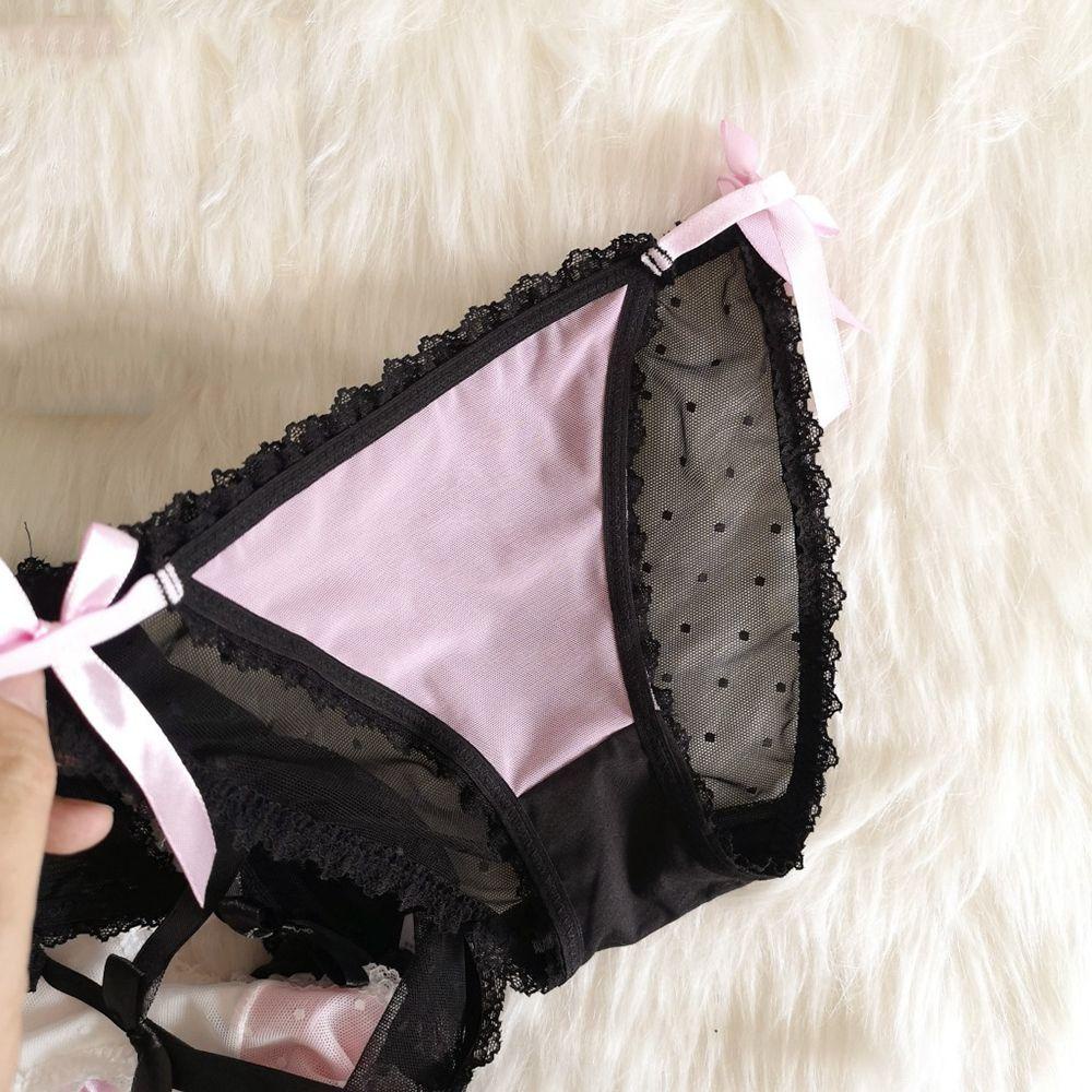 Quần Lót Cotton Lưng Thấp Trong Suốt Đính Nơ Đáng Yêu Cho Nữ