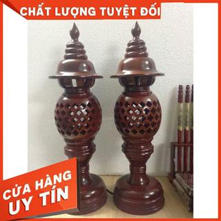 Cặp đèn thờ gỗ cao 46cm