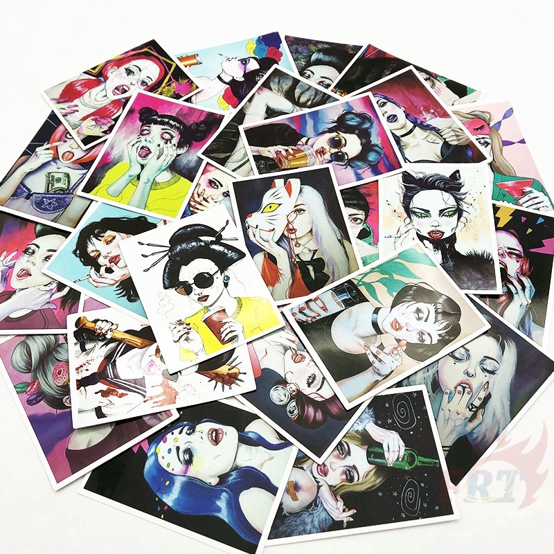 ❉ Sexy Motor Girls Mini Poster Stickers ❉ 25Pcs/Set Mixed Luggage Laptop Skateboard Doodle Stickers