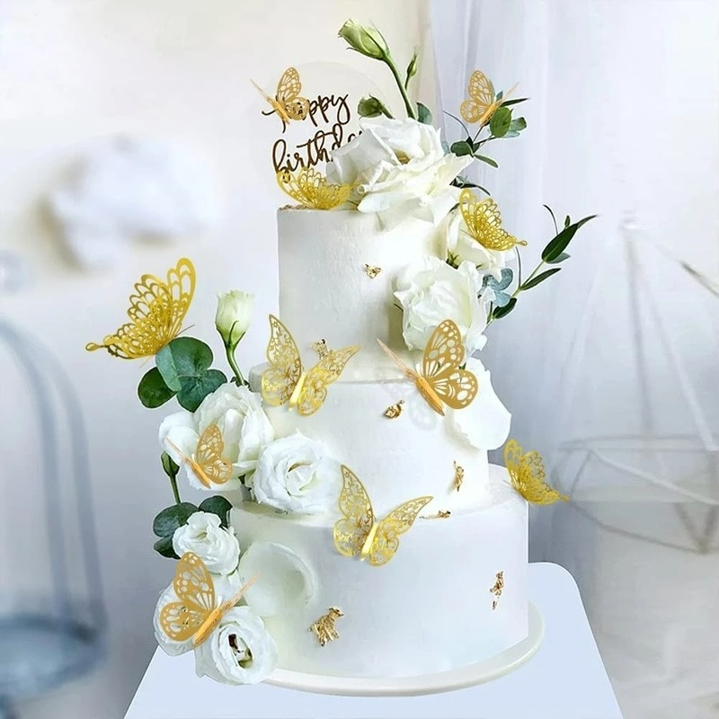 Set 12 Bươm Bướm 3D Chuyên Dùng Trang Trí Bánh Kem