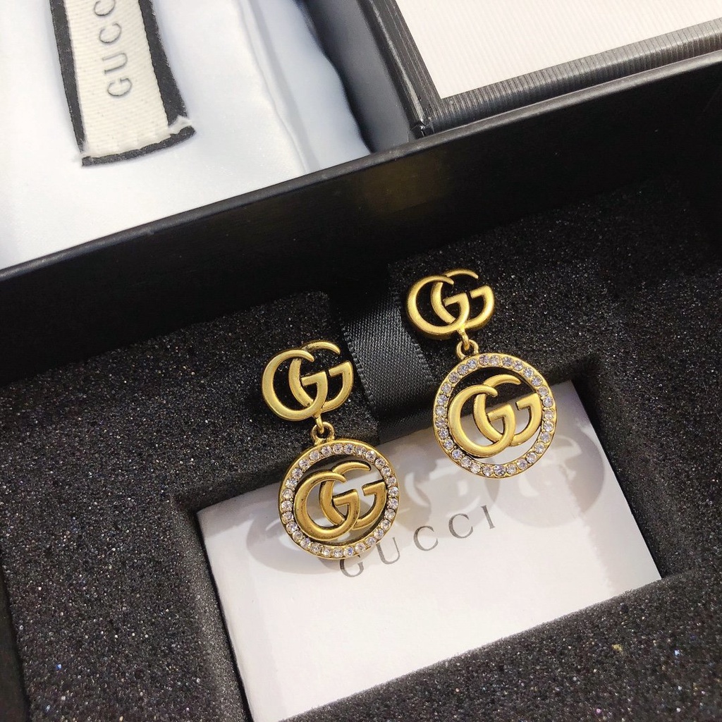 Bông Tai Gucci Bằng Thép Titan Hình Logo GG Đôi Thời Trang Cho Nữ