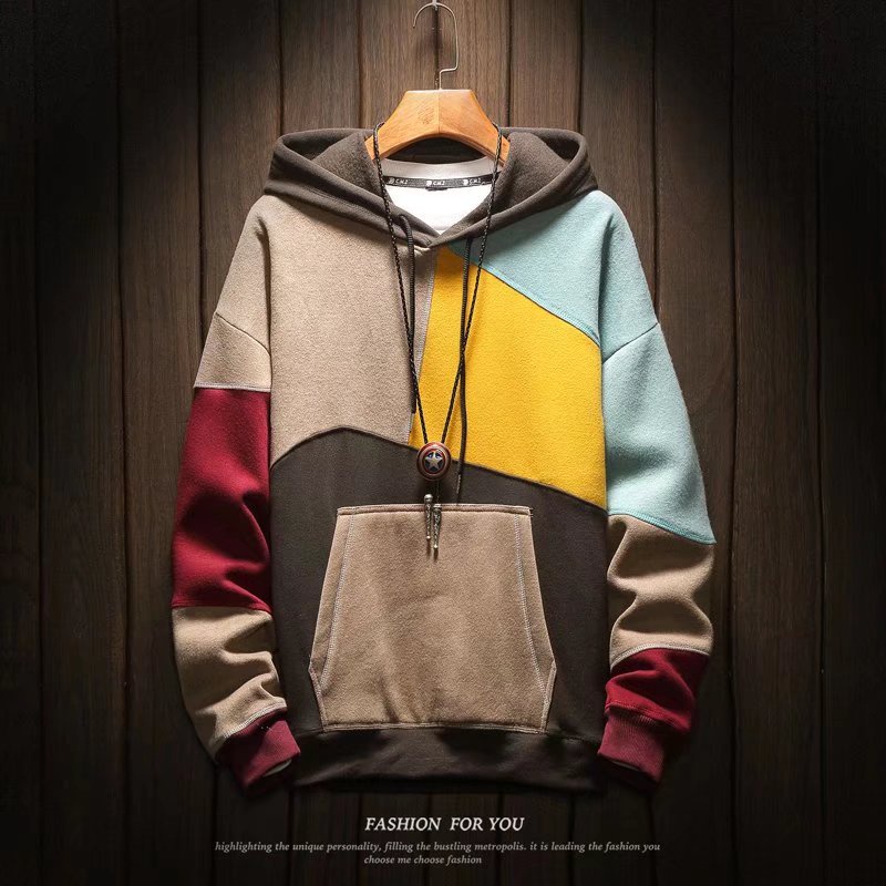 Áo Hoodie Lót Lông Cừu Màu Sắc Thời Trang Xuân Thu Cho Nam Size m-3xl
