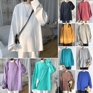 Áo Thun Dài Tay Cổ Tròn Thời Trang Hàn 7 Màu Lựa Chọn Cỡ Lớn M-5Xl Cho Nam