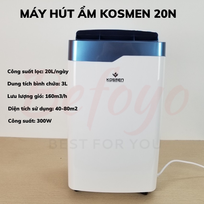 Máy hút ẩm lọc không khí Kosmen KM-60S - Dung tích 7L -Hút ẩm 60L/ngày - Bảo hành 24 tháng - Befoyo