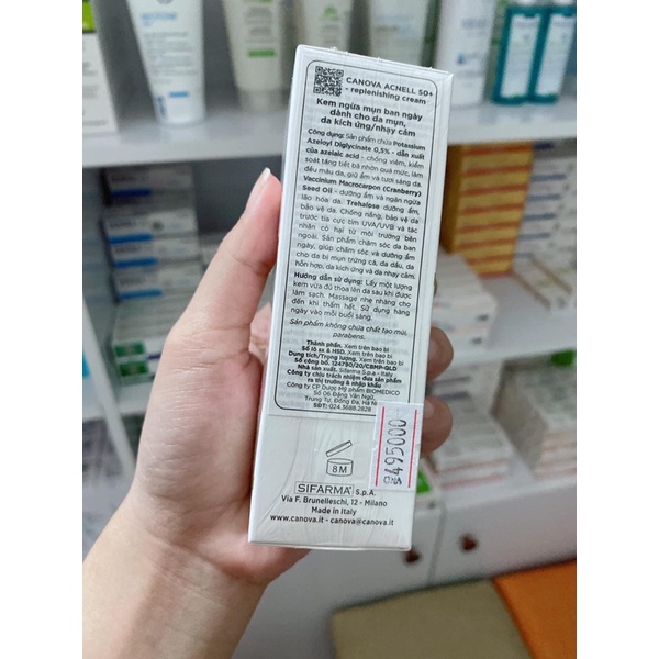 CANOVA ACNELL 50+ 50mL Kem ngừa mụn ban NGÀY, chống tia UV, loại tế bào chết, dưỡng da