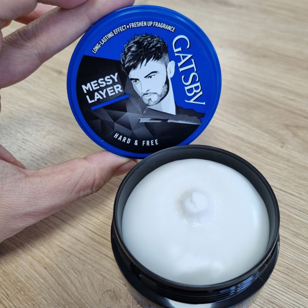 Sáp vuốt tóc nam GATSBY MESSY SCRUNCH LAYERED/TOUGH SPIKES/SIDE BLOW STYLING WAX 75g / Keo tạo kiểu tóc nam đỏ, xanh,xám