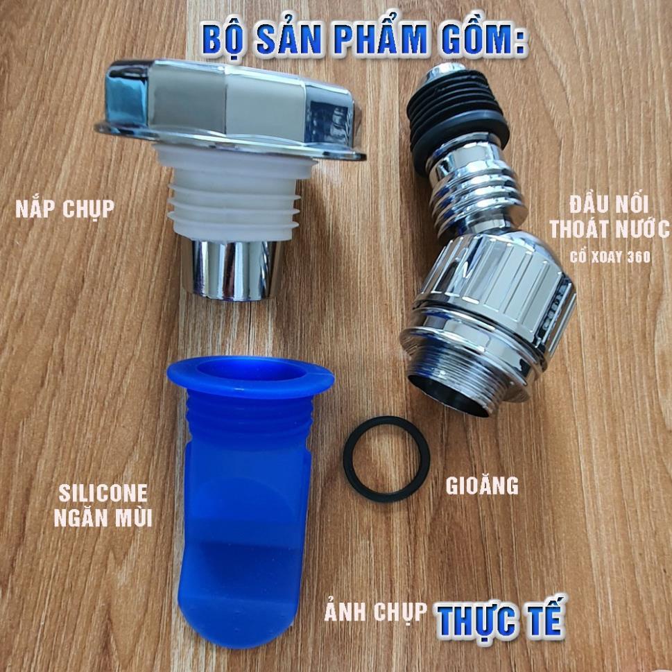 Bộ thoát nước máy giặt, chậu rửa, thoát sàn chống mùi hôi, ngăn côn trùng, cổ xoay 360 độ kín Minh M