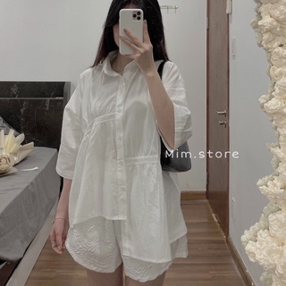 áo sơ mi tay lỡ vạt lệch mới