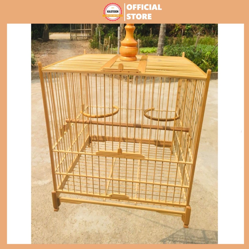 Khung lồng chim chào mào vuông chất liệu trúc già cật cao cấp kiểu dáng báng súng đẹp phụ kiện chim cảnh kalotebon