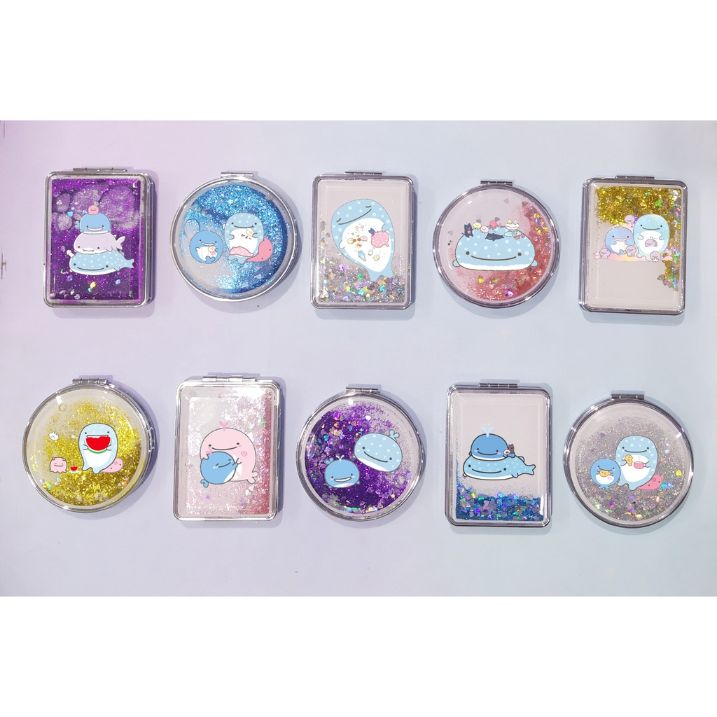 Gương nước chảy kim tuyến cá voi jinbeisan in hình GNI30 gương 2 mặt