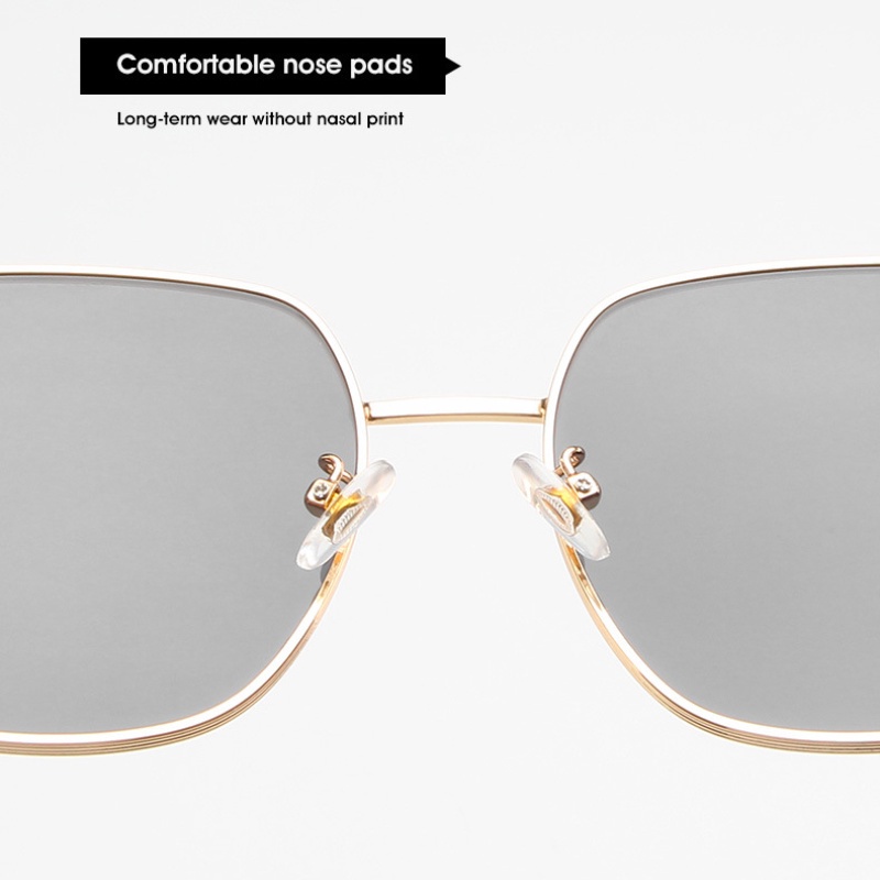 (KIQI-FASHION) COD Kính Chống Tia Uv400 Tròng Vuông Lớn Bằng Kim Loại Nhập Khẩu Thời Trang Chất Lượng Cao Cho Nữ