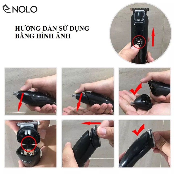 Bộ Tông Đơ Pin Sạc Chuyên Nghiệp 6in1 Kemei KM600 Đã Có Bao Gồm Đế Đỡ Và Phụ Kiện Đi Kèm Như Hình