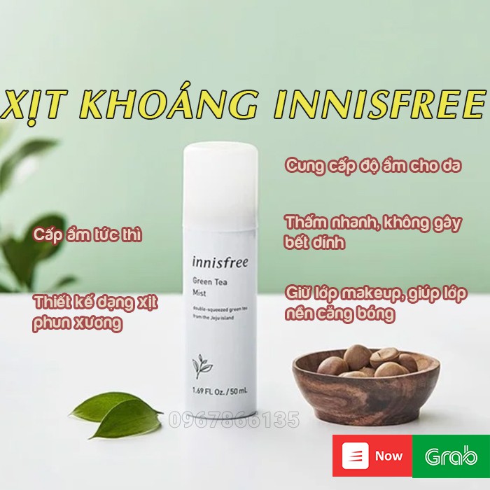 Xịt Khoáng dưỡng ẩm Innisfree Green Tea Mist Nhập Khẩu Hàn Quốc Chính Hãng 50ml