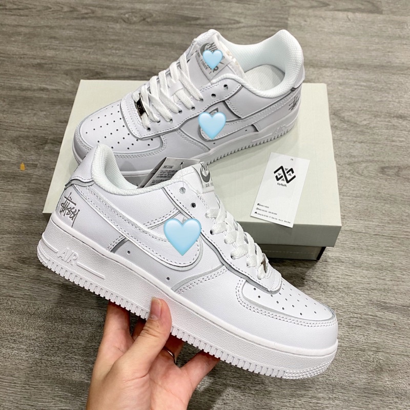 Giày sneaker AF1 trắng phản quang viền Giày thể thao nam nữ