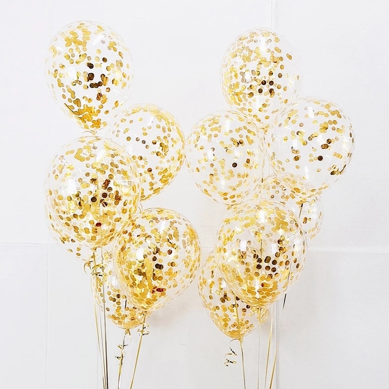 5 Bong Bóng 12 inch Trong Suốt Có Hoa Giấy Bên Trong