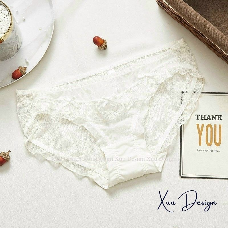 Quần lót nữ xuyên thấu phối ren nơ gợi cảm thông thoáng - Wexuu Design QC70