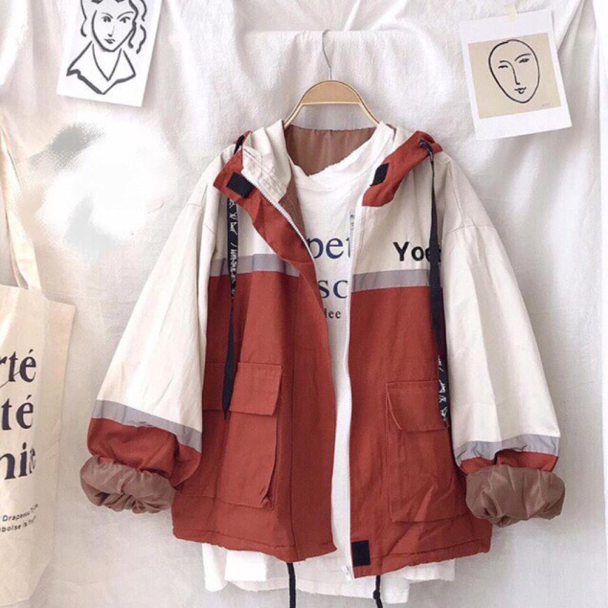 Áo khoác nữ Áo khoát nữ kaki chống nắng Túi Hộp Phối Tay dễ thương chuẩn shop-A144