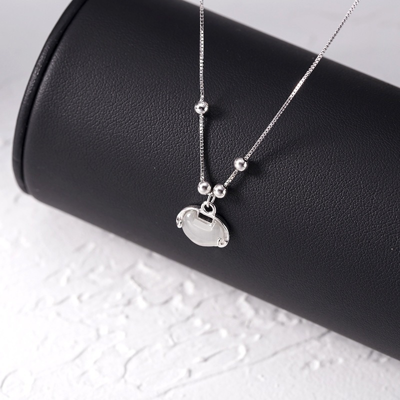 [Ready Stock]Women's 925 Silver Necklace with Inlaid Jade