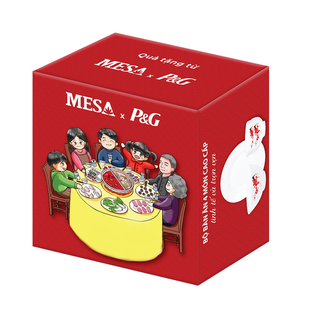 [HC GIFT] Bộ Bàn Ăn 4 Món Cao Cấp Gốm Tráng Men Mesa x P&amp;G