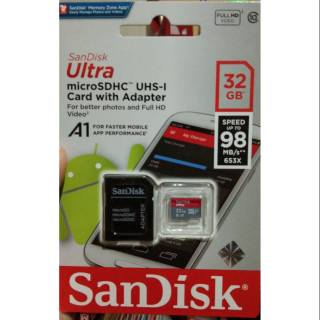 SANDISK Thẻ nhớ Micro SDHS-I Class 10 32GB A1 98MB / s 32GB chính hãng FREEONGKIR CHAT ADMIN