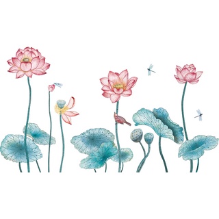 Tranh dán tường 3D Hồ sen nên thơ, Tranh hoa sen KT 149x85cm, Decal trang trí phòng