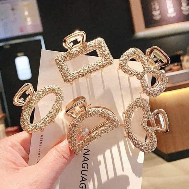 Sét 5 kẹp tóc đá màu vàng .Set 5 Kẹp Tóc Xi Vàng HÀN QUỐC