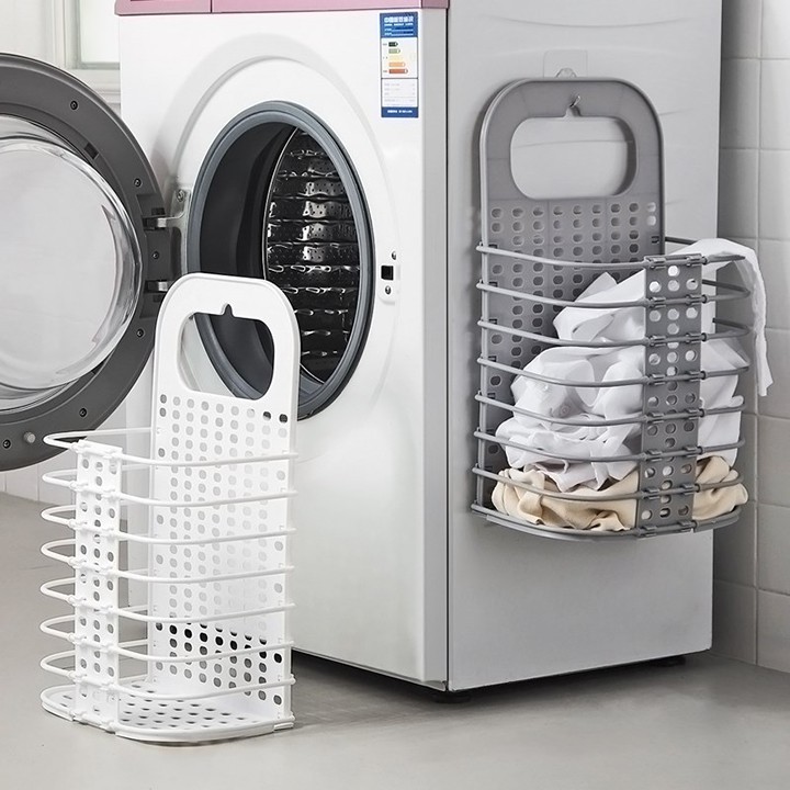Giỏ để đồ treo tường máy giặt đa năng gấp gọn nhựa pp an toàn - hàng loại 1 chắc khỏe dày dặn, đồ gia dụng FAMAHA