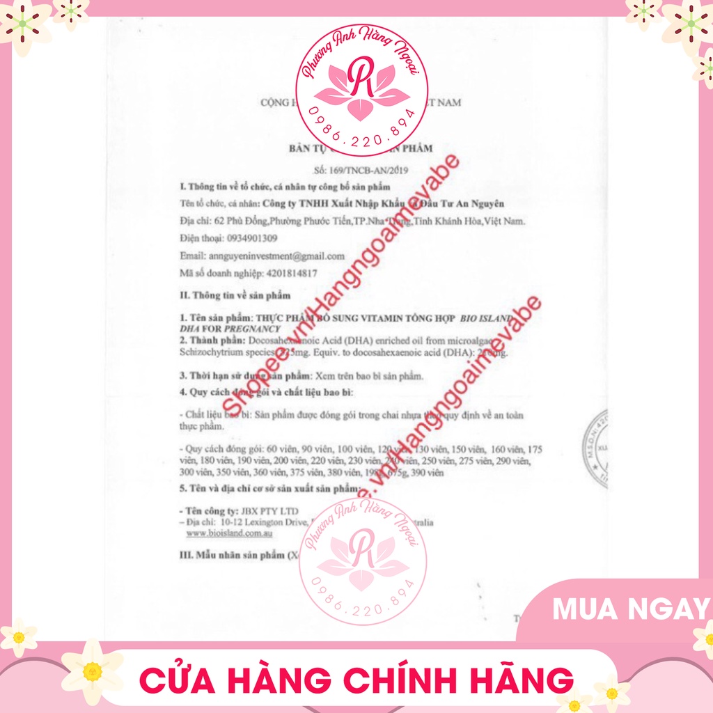 Vitamin DHA Bio Island cho Bà Bầu 60 Viên