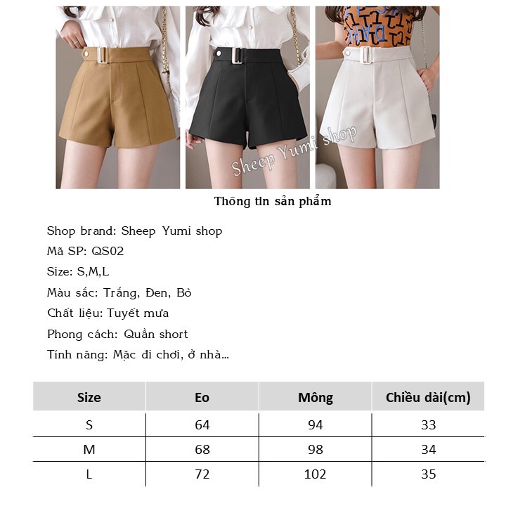 Quần short nữ đai bụng cạp cao chất liệu tuyết mưa thoáng mát QS01
