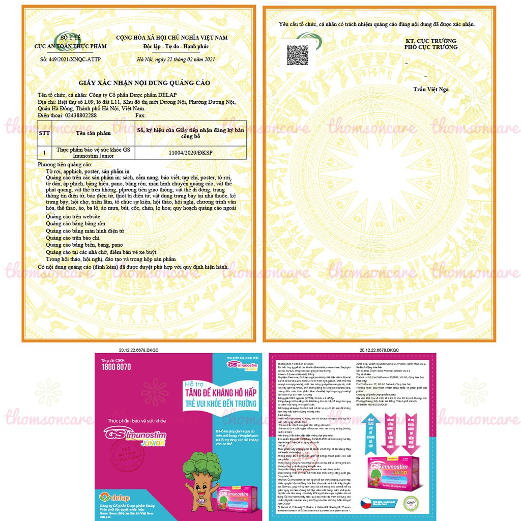 GS Imunostim Junior - Tăng cường sức khỏe đường hô hấp cho bé, phòng cảm lạnh, nhập khẩu từ Ý - Hộp 20 viên